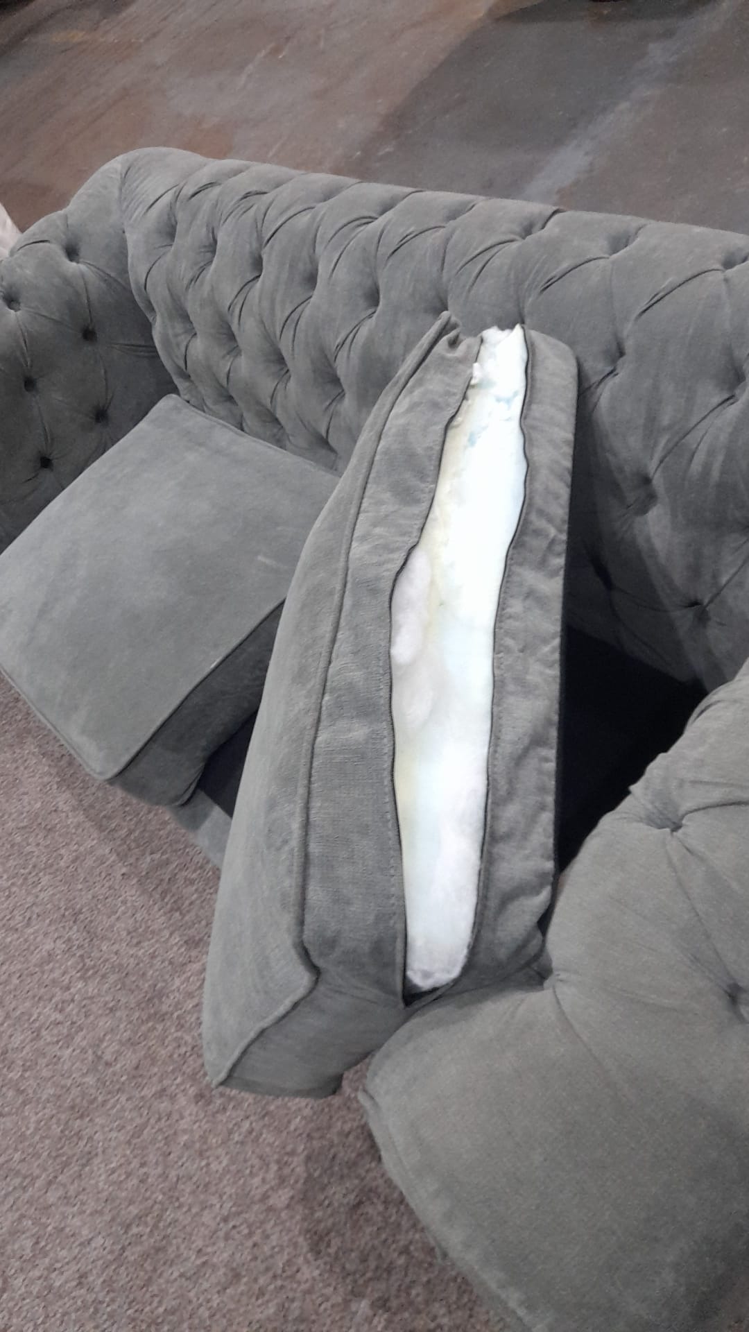 Outlet Chesterfield Grey Fabric 3 Seater Sofa