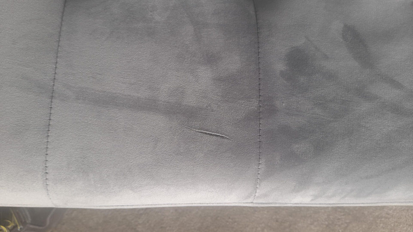 Outlet Scott Grey Velvet 3 Seater Sofa