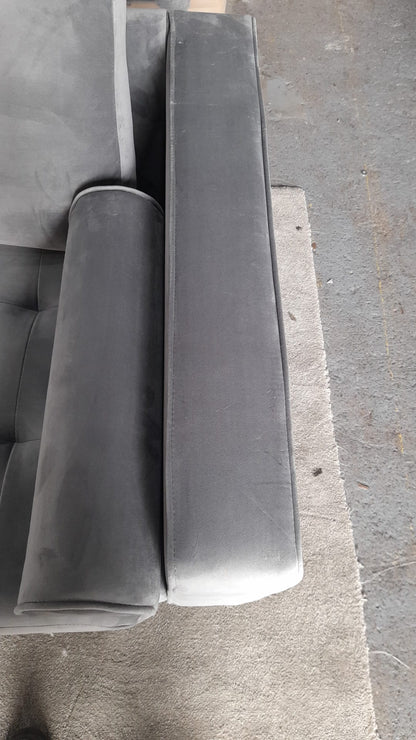 Outlet Scott Grey Velvet 3 Seater Sofa