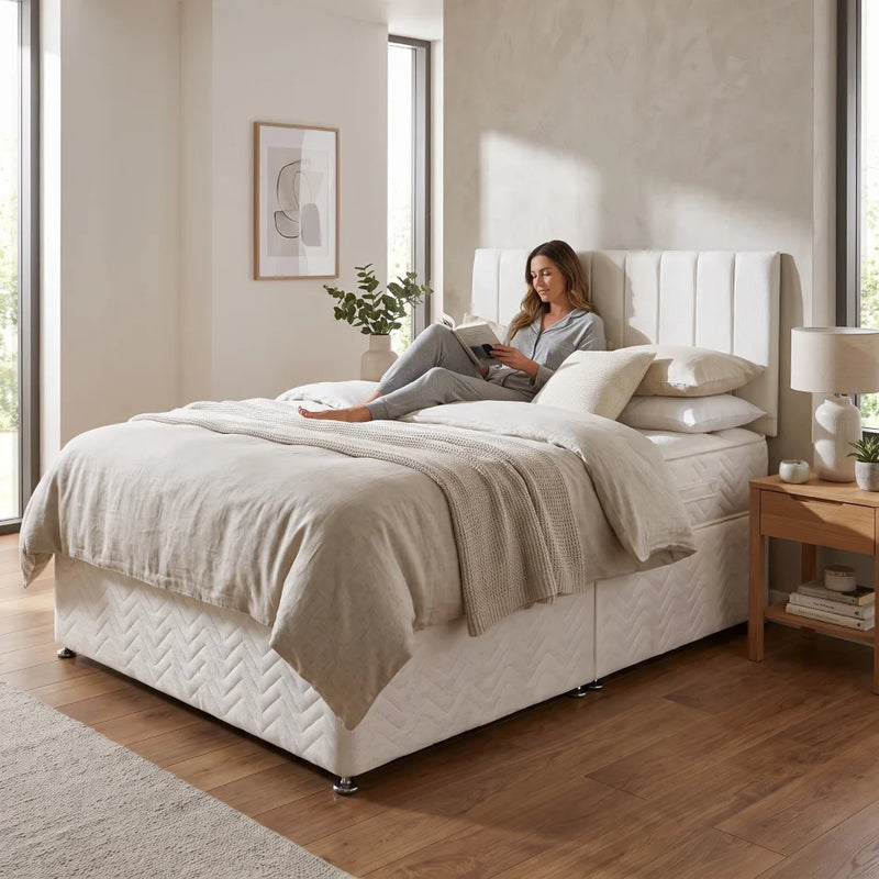 Frangrance Active Cream Fabric Divan Bed