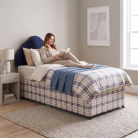 Economy Blue Fabric Divan Bed