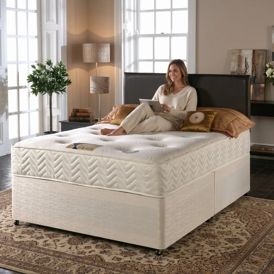 Memory Open Coil Brown Leather Divan Bed — Dimension diagram