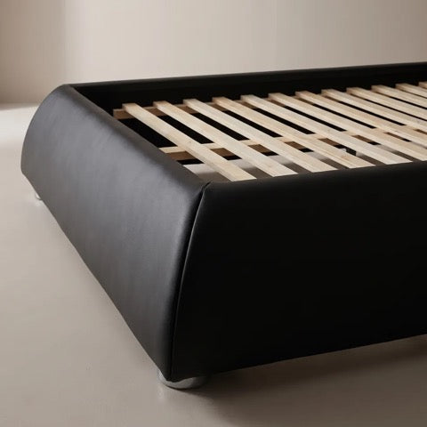 Horace Black Leather Double Bed