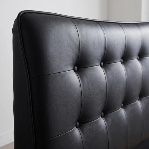 Horace Black Leather Double Bed