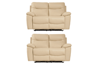 Amarien Genuine Leather Cream Electric Power Recliner 2+2 Seater Sofa Set