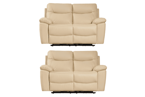 Amarien Genuine Leather Cream Electric Power Recliner 2+2 Seater Sofa Set
