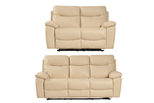 Amarien Genuine Leather Cream Electric Power Recliner 3+2  Seater Sofa Set