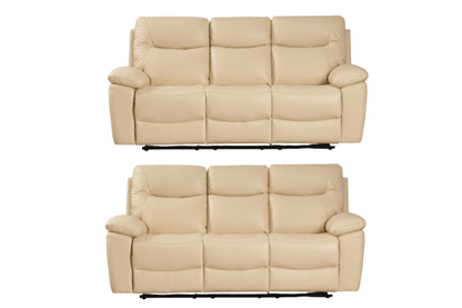 Amarien Genuine Leather Cream Electric Power Recliner 3+3 Seater Sofa Set