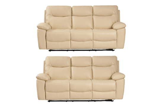 Amarien Genuine Leather Cream Electric Power Recliner 3+3 Seater Sofa Set