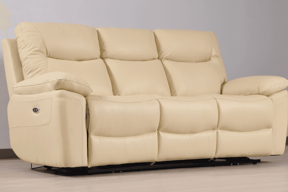 Amarien Genuine Leather Cream Electric Power Recliner 3+3 Seater Sofa Set