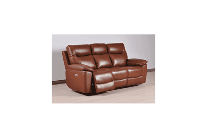 Amarien Genuine Leather Tan Electric Power Recliner 3+3 Seater Sofa Set