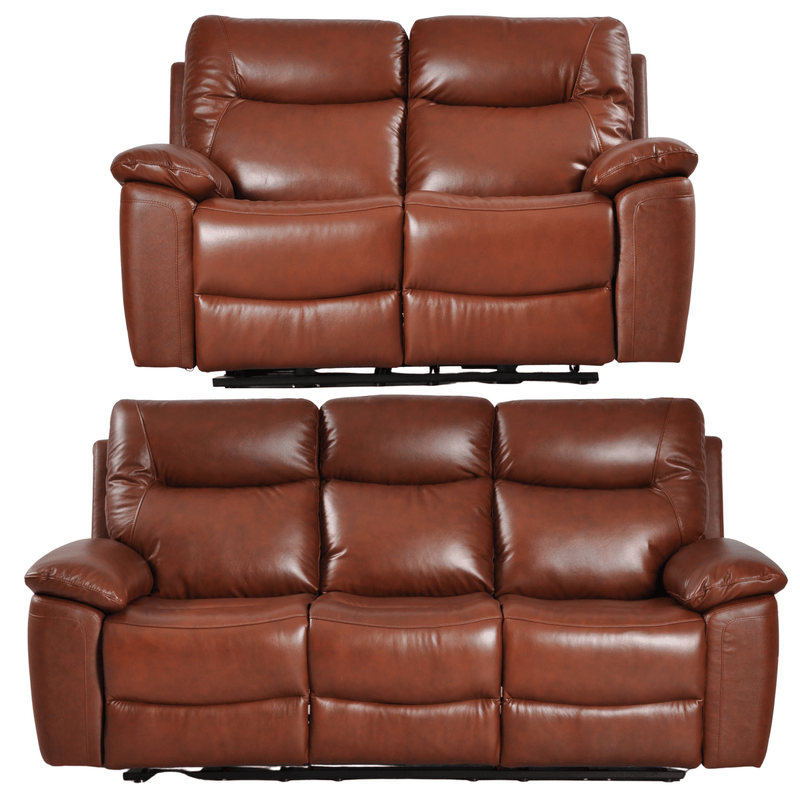 Brown leather recliner sofa on a white background