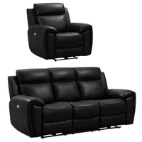 Annecy Genuine Leather Black Electric Power Recliner 3+1 Seater Sofa Set