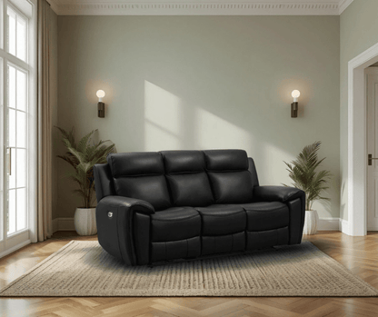 Annecy Genuine Leather Black Electric Power Recliner 3+2+1 Seater Sofa Set - Furniture Instore