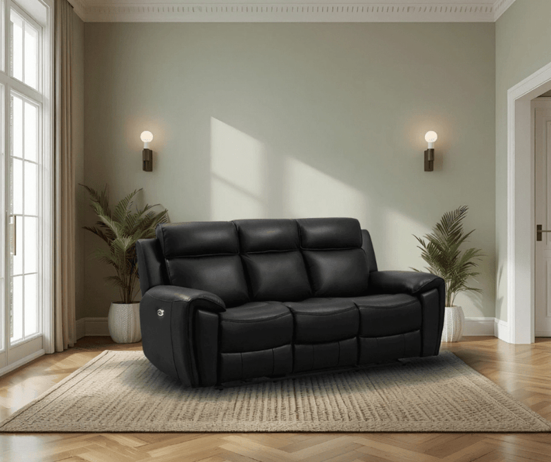 Annecy Genuine Leather Black Electric Power Recliner 3+2+1 Seater Sofa Set - Furniture Instore