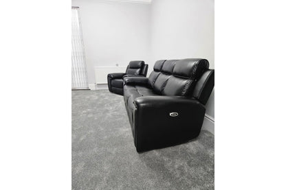 Annecy Genuine Leather Black Electric Power Recliner 3 Seater Sofa - Furniture Instore