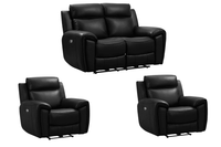 Annecy Genuine Leather Black Electric Power Recliner 2+1+1 Seater Sofa Set