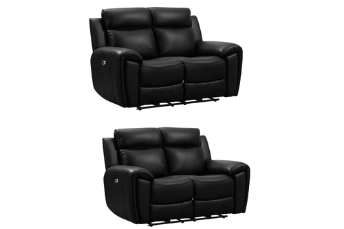 Annecy Genuine Leather Black Electric Power Recliner 2+2 Seater Sofa Set