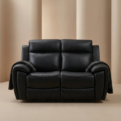 Annecy Genuine Leather Black Electric Power Recliner 2 Seater Sofa - Furniture Instore