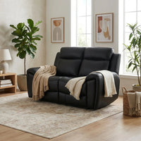 Annecy Genuine Leather Black Electric Power Recliner 2 Seater Sofa - Furniture Instore