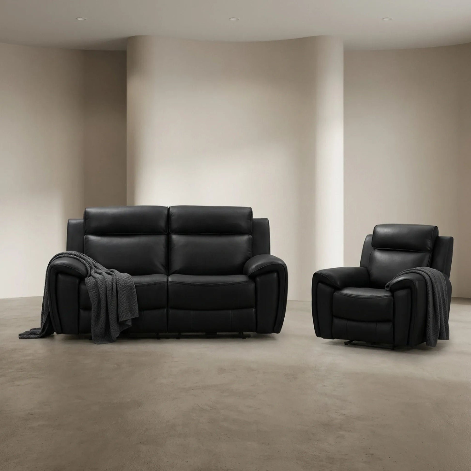 electric recliner sofa set black