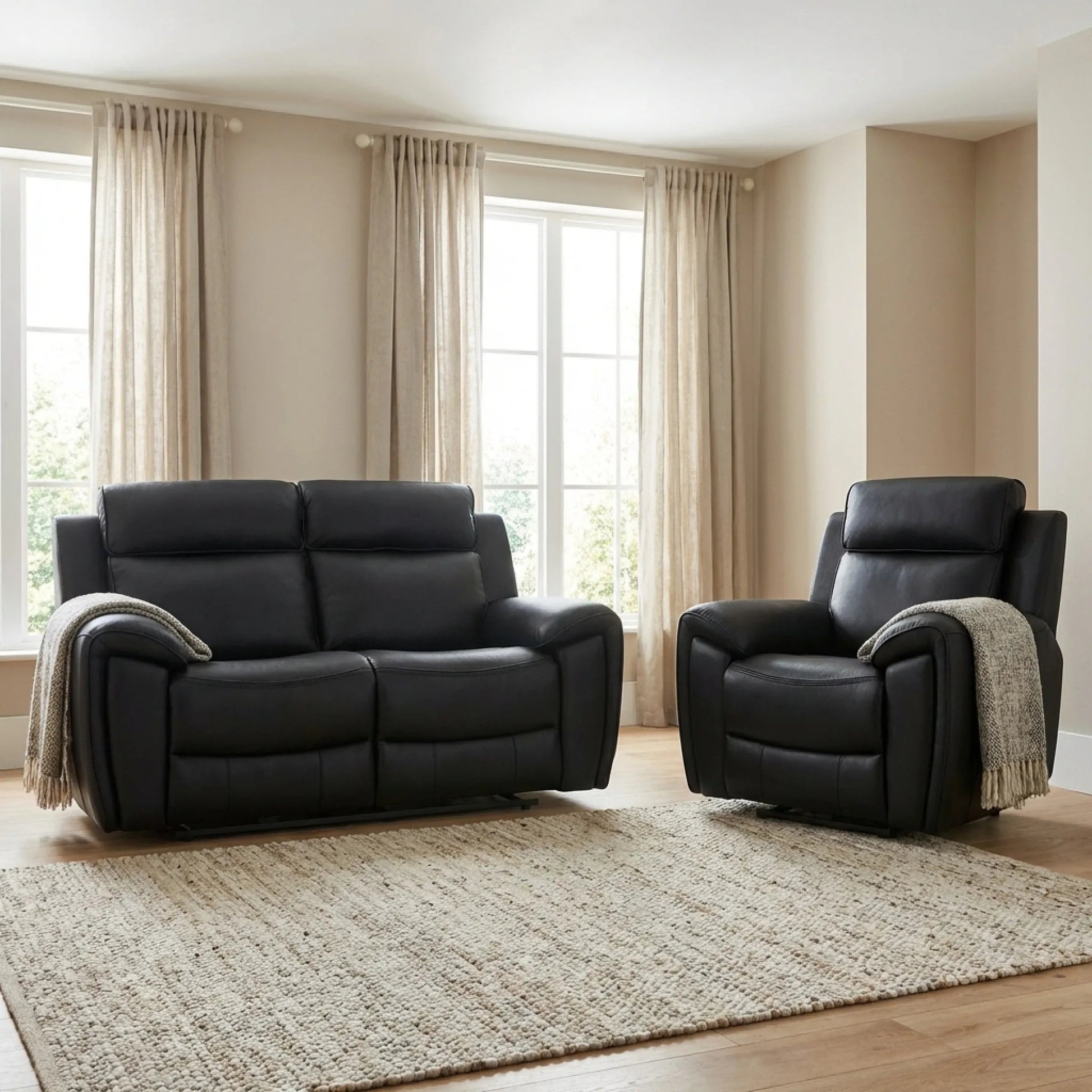 black power recliner sofa set
