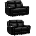 Annecy Genuine  Leather Black Electric Recliner 2+2 Seater Sofa Set