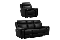 Annecy Genuine Leather Black Electric Power Recliner 3+1 Seater Sofa Set