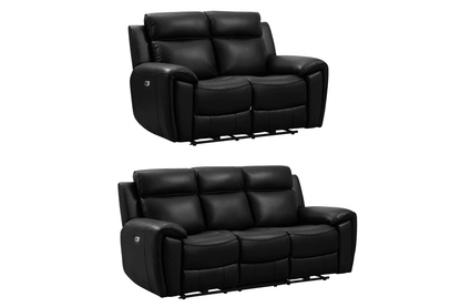 Annecy Genuine Leather Black Electric Power Recliner 3+2 Seater Sofa Set