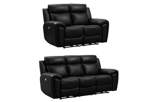 Annecy Genuine Leather Black Electric Power Recliner 3+2 Seater Sofa Set