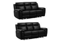 Annecy Genuine Leather Black Electric Power Recliner 3+3 Seater Sofa Set