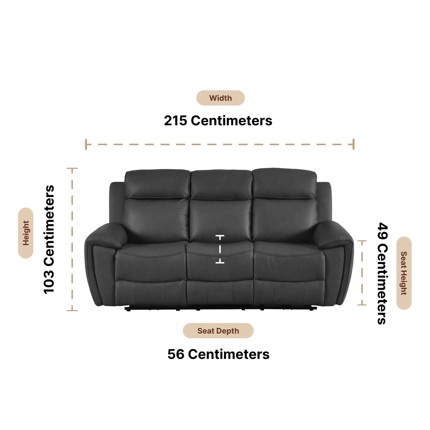 Annecy recliner sofa dimensions 215cm width 103cm height 95cm depth
