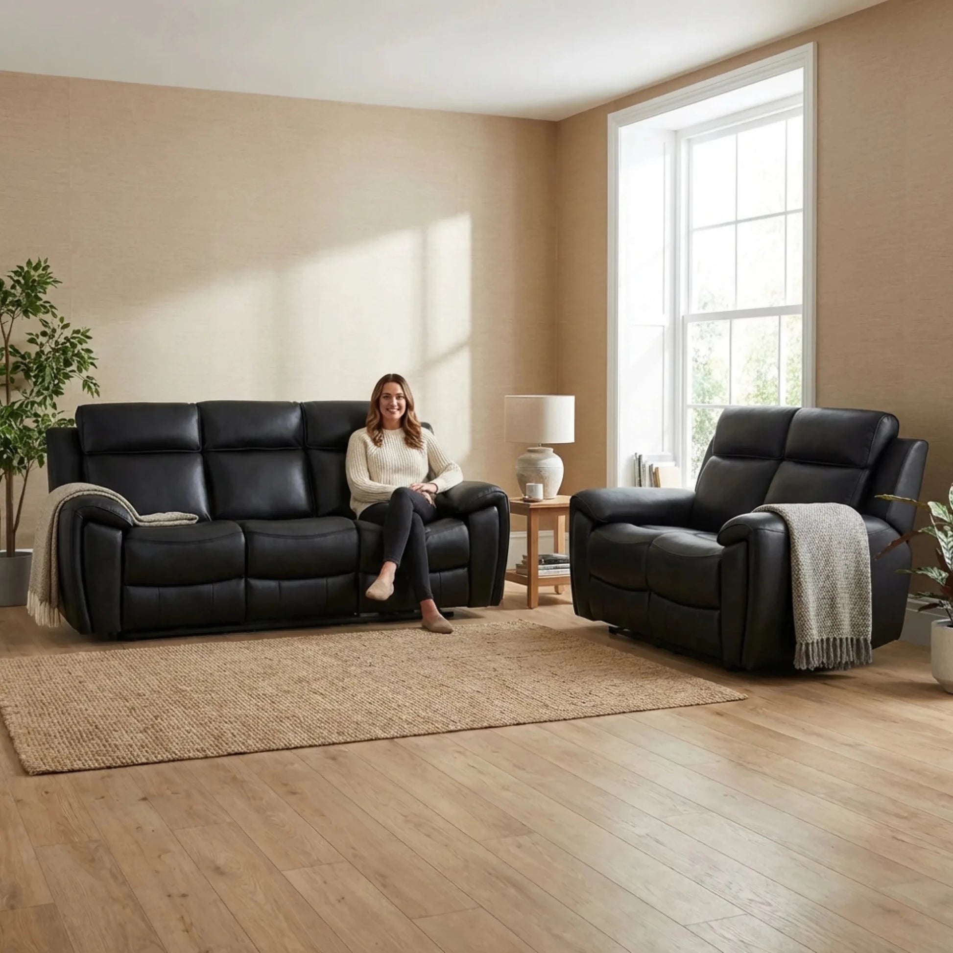 Genuine leather power recliner sofas