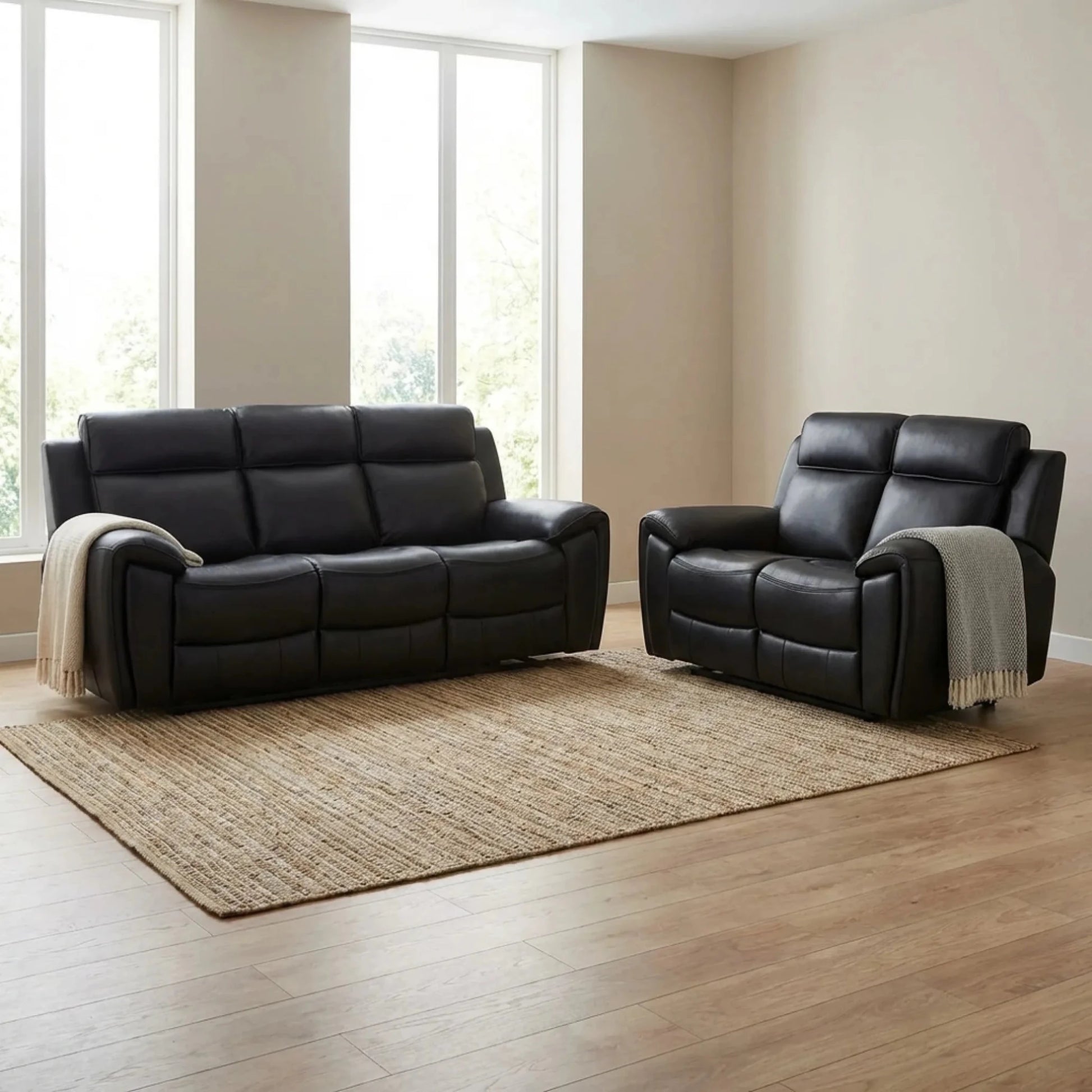 Modern leather recliner sofa set