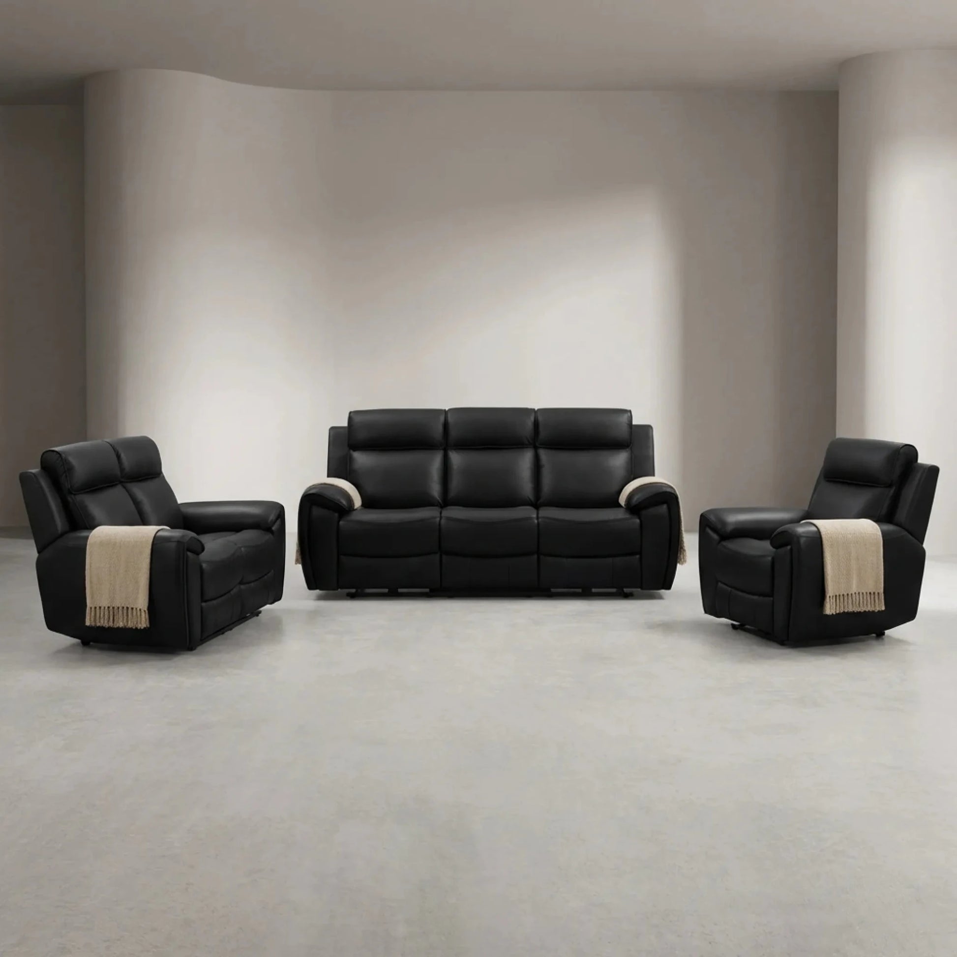 genuine leather sofa set recliner