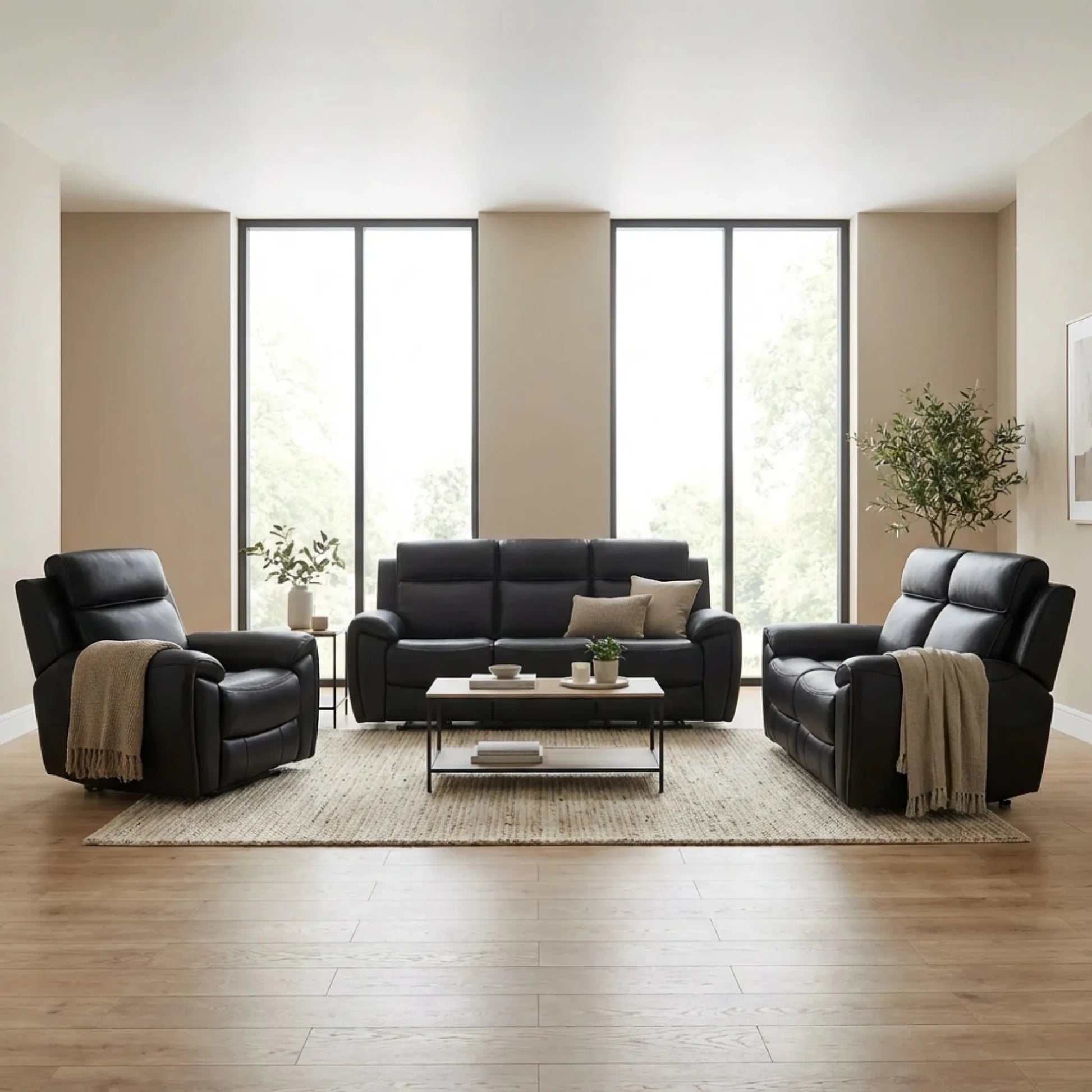 3+2+1 leather recliner sofa set