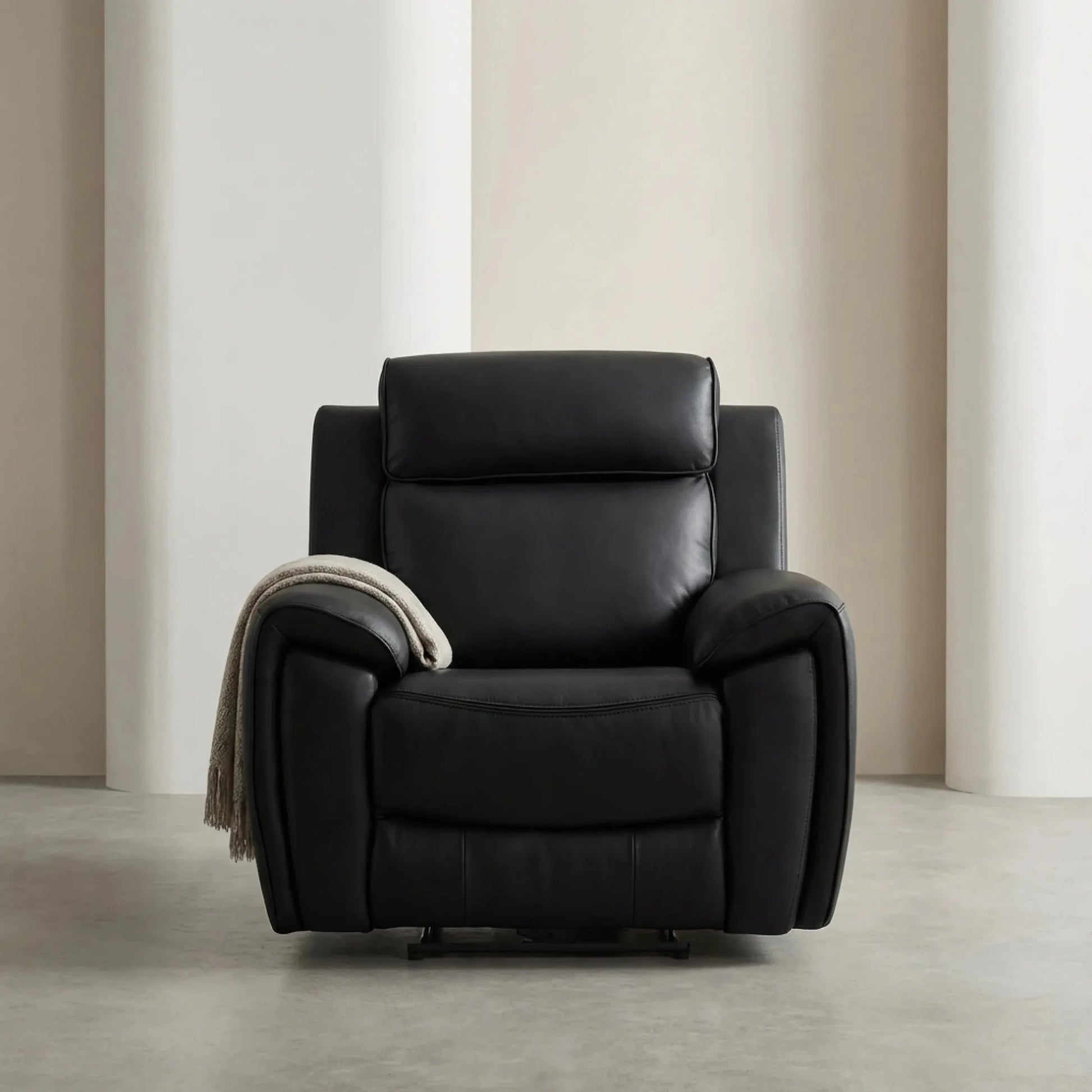 Annecy Genuine Leather Black Electric Power Recliner Armchair - Furniture Instore