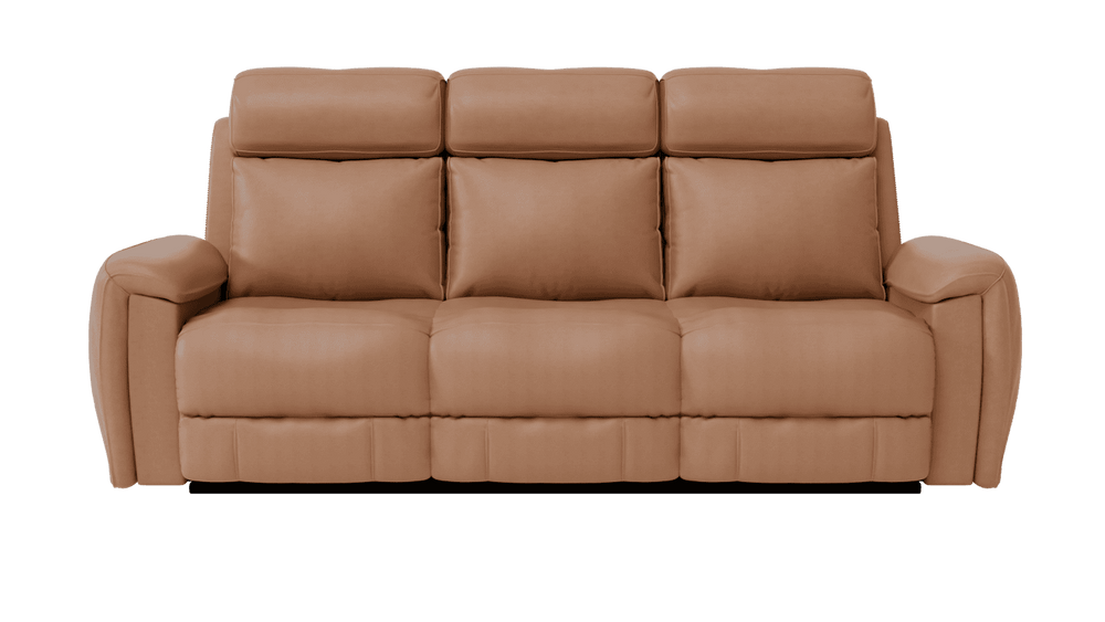 Annecy Genuine Leather Caramel Electric Power Recliner 3 Seater Sofa