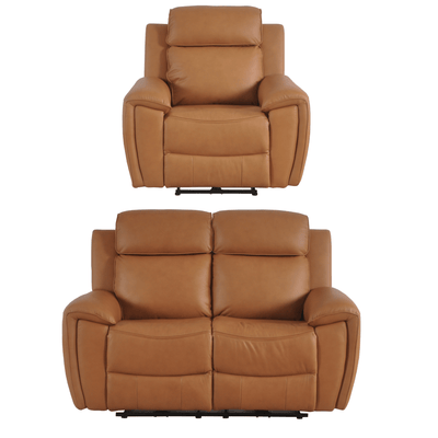 Annecy Genuine Leather Caramel Electric Power Recliner 2+1 Seater Sofa Set