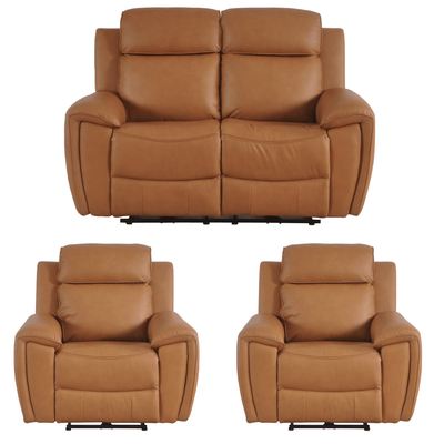 Annecy Genuine Leather Caramel Electric Power Recliner 2+1+1 Seater Sofa