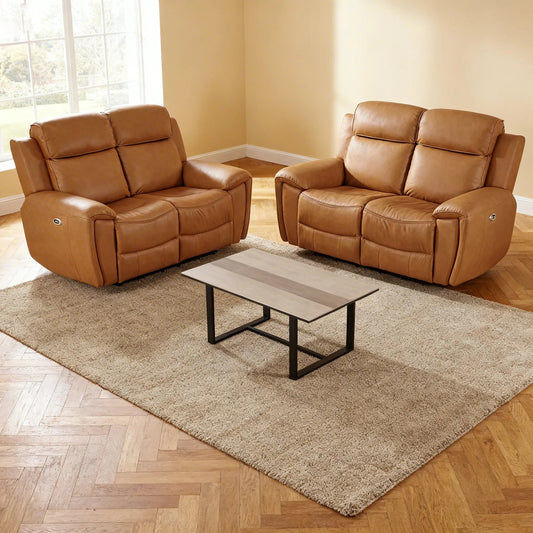 Annecy Genuine Leather Caramel Electric Power Recliner 2+2 Seater Sofa Set - Furniture Instore
