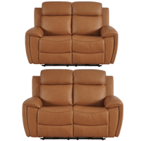 Annecy Genuine Leather Caramel Electric Power Recliner 2+2 Seater Sofa Set