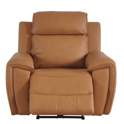 Brown leather recliner chair on a white background