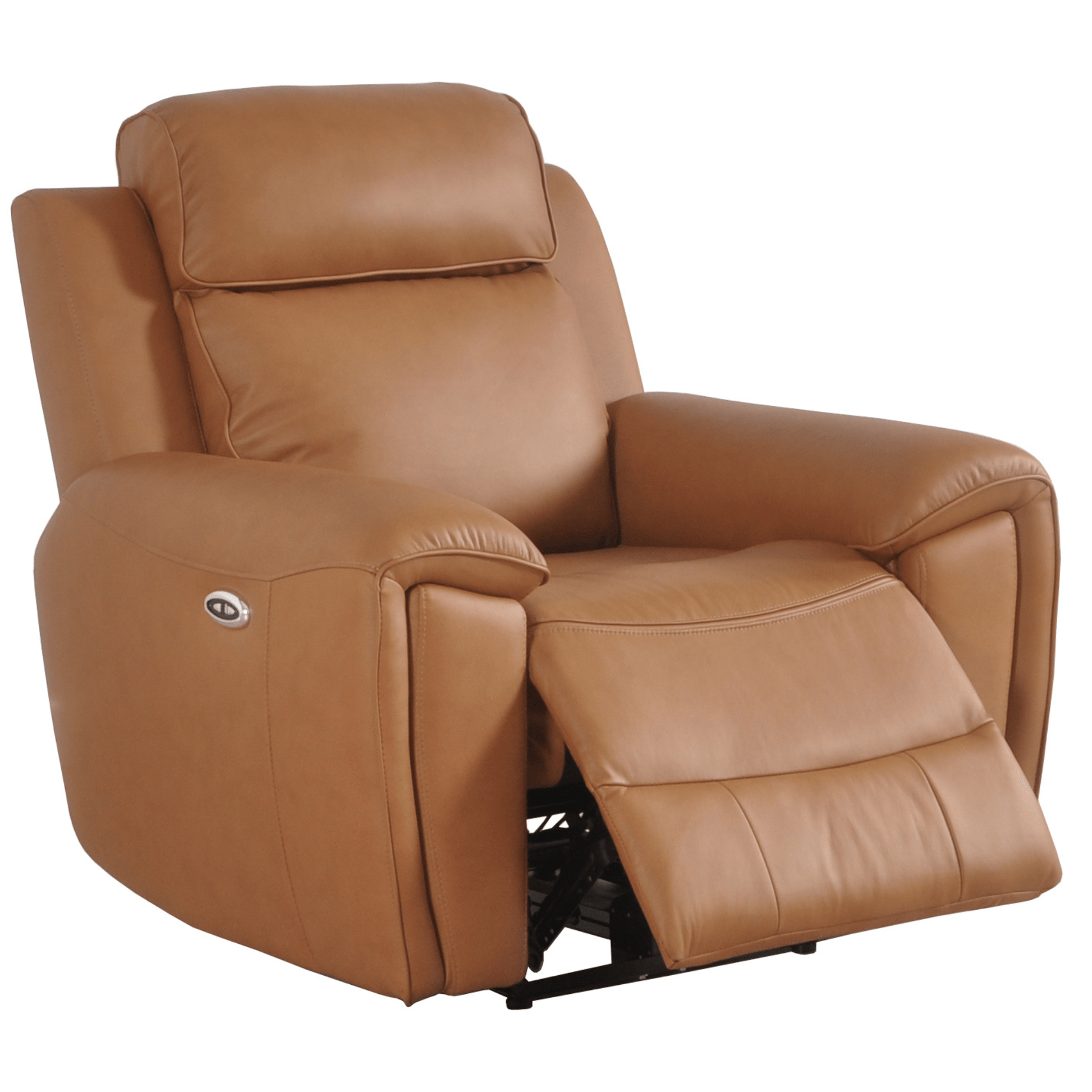 Brown leather recliner chair on a white background