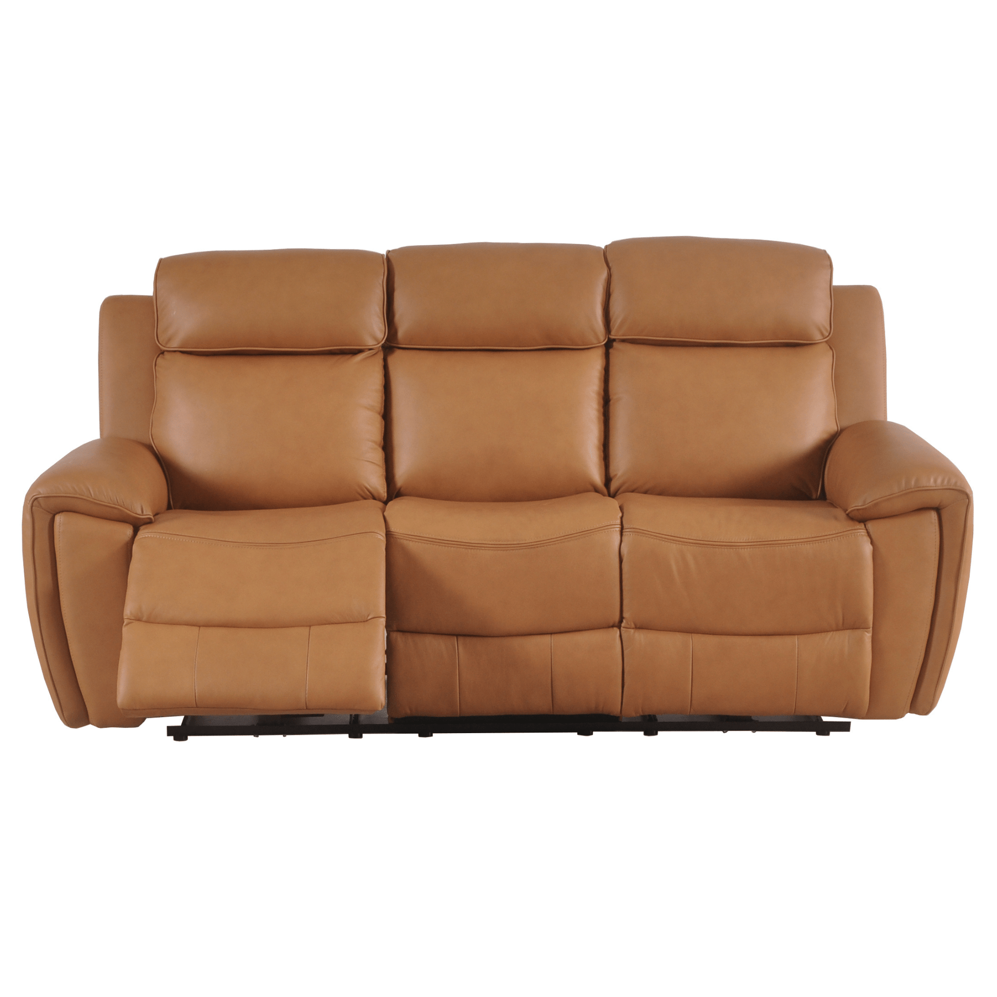 Brown leather sofa on a white background