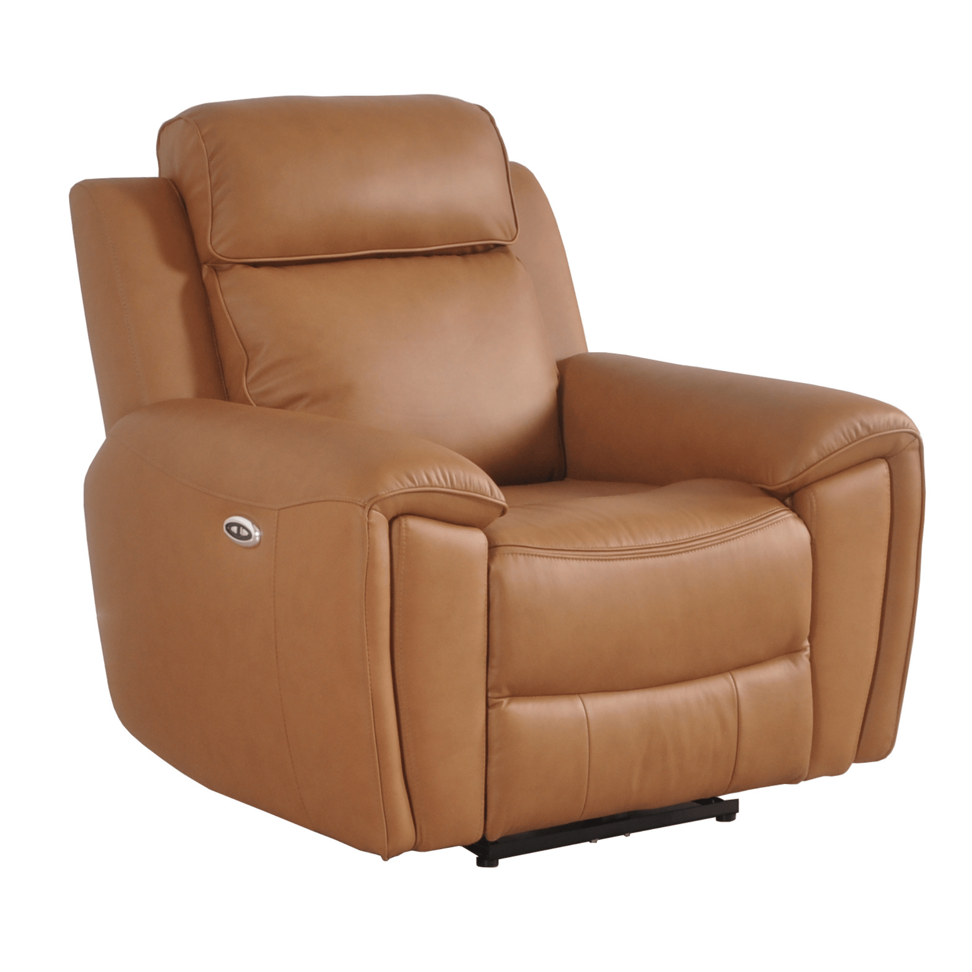 Brown leather recliner chair on a white background