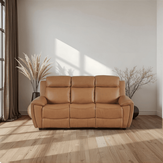 Annecy Genuine Leather Caramel Electric Power Recliner 3+2+1 Seater Sofa - Furniture Instore