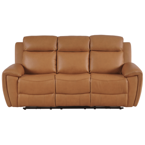 Annecy Genuine Leather Caramel Electric Power Recliner 3 Seater Sofa