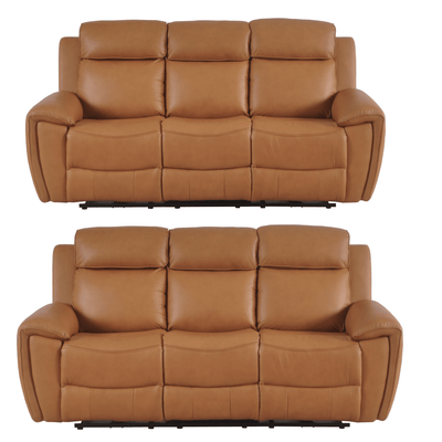 Annecy Genuine Leather Caramel Electric Power Recliner 3+3 Seater Sofa Set
