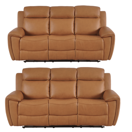 Annecy Genuine Leather Caramel Electric Power Recliner 3+3 Seater Sofa Set